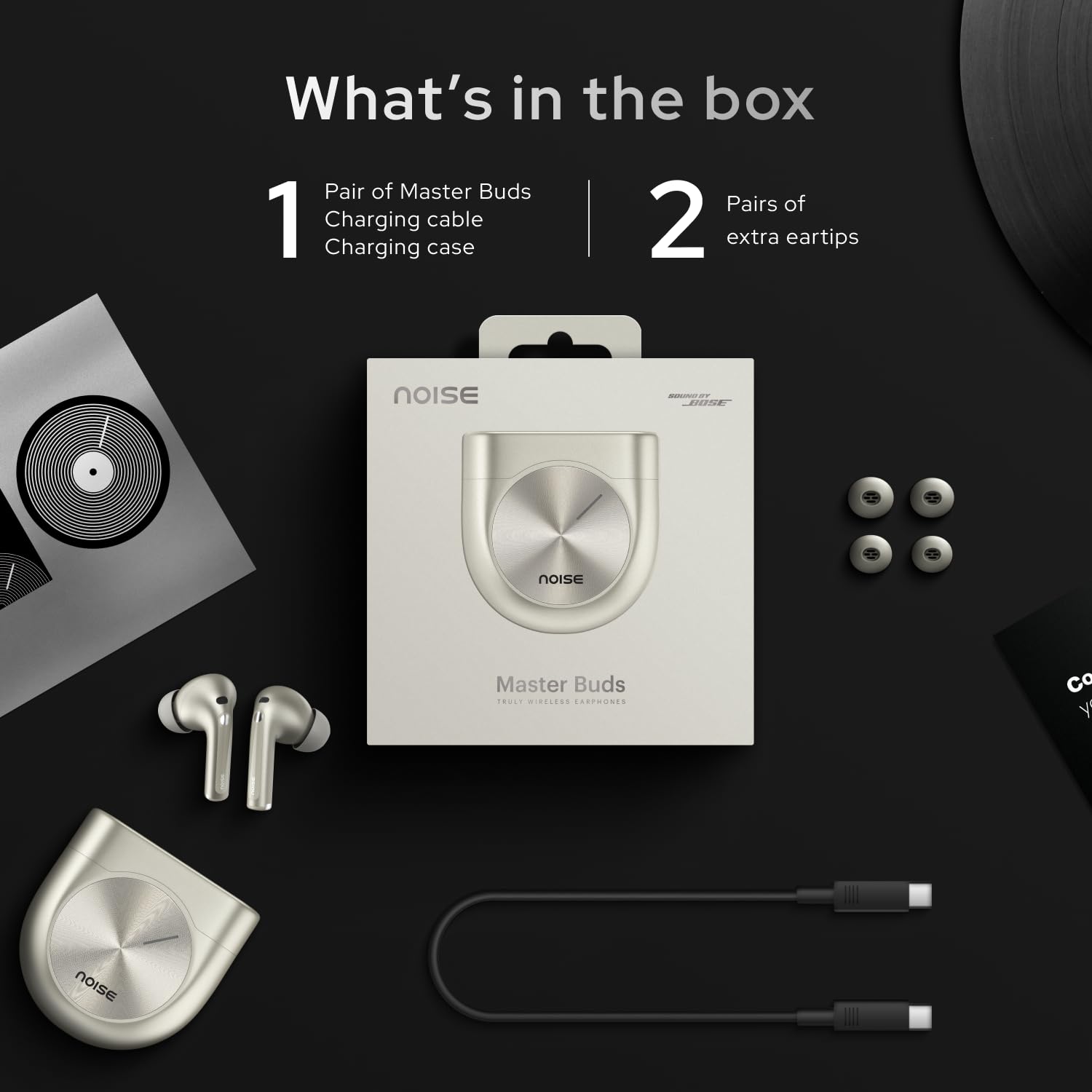 Noise Master Buds, Sound by Bose in-Ear Bluetooth Earbuds, Up to 49dB Adaptive ANC, LHDC 5.0, Immersive Spatial Audio, 44H Playtime with 6 mic ENC, Dual Pairing, IPX5 Ear Buds TWS (Onyx) - Image 6